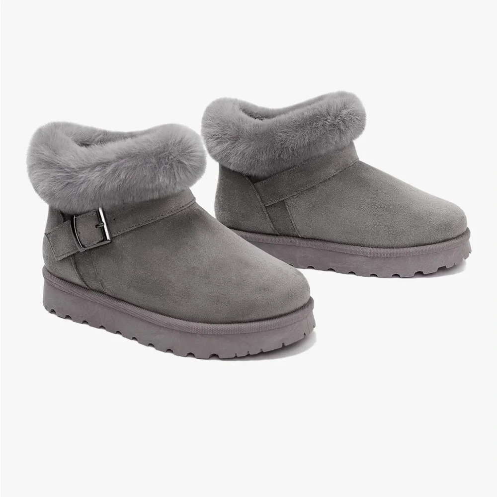 Goldnut Women’s Winter Mini Boots Faux Fur Grey Size:7 NEW - Picture 2 of 9